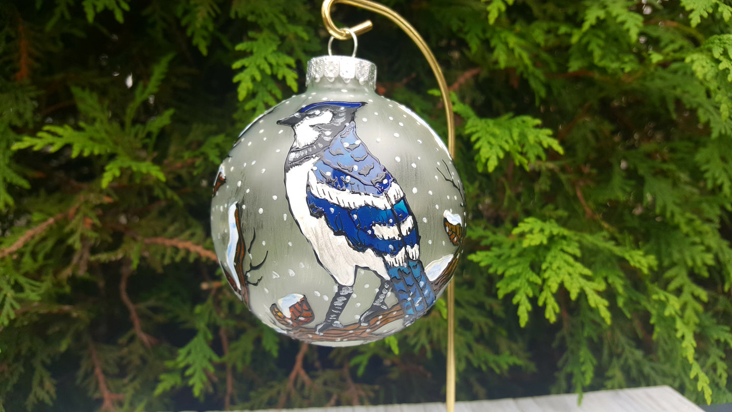 Boule de Noël geai bleu
