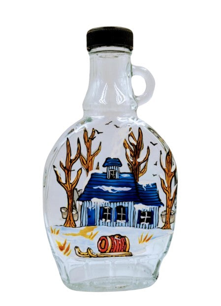 Bouteille sirop d'érable cabane bleue