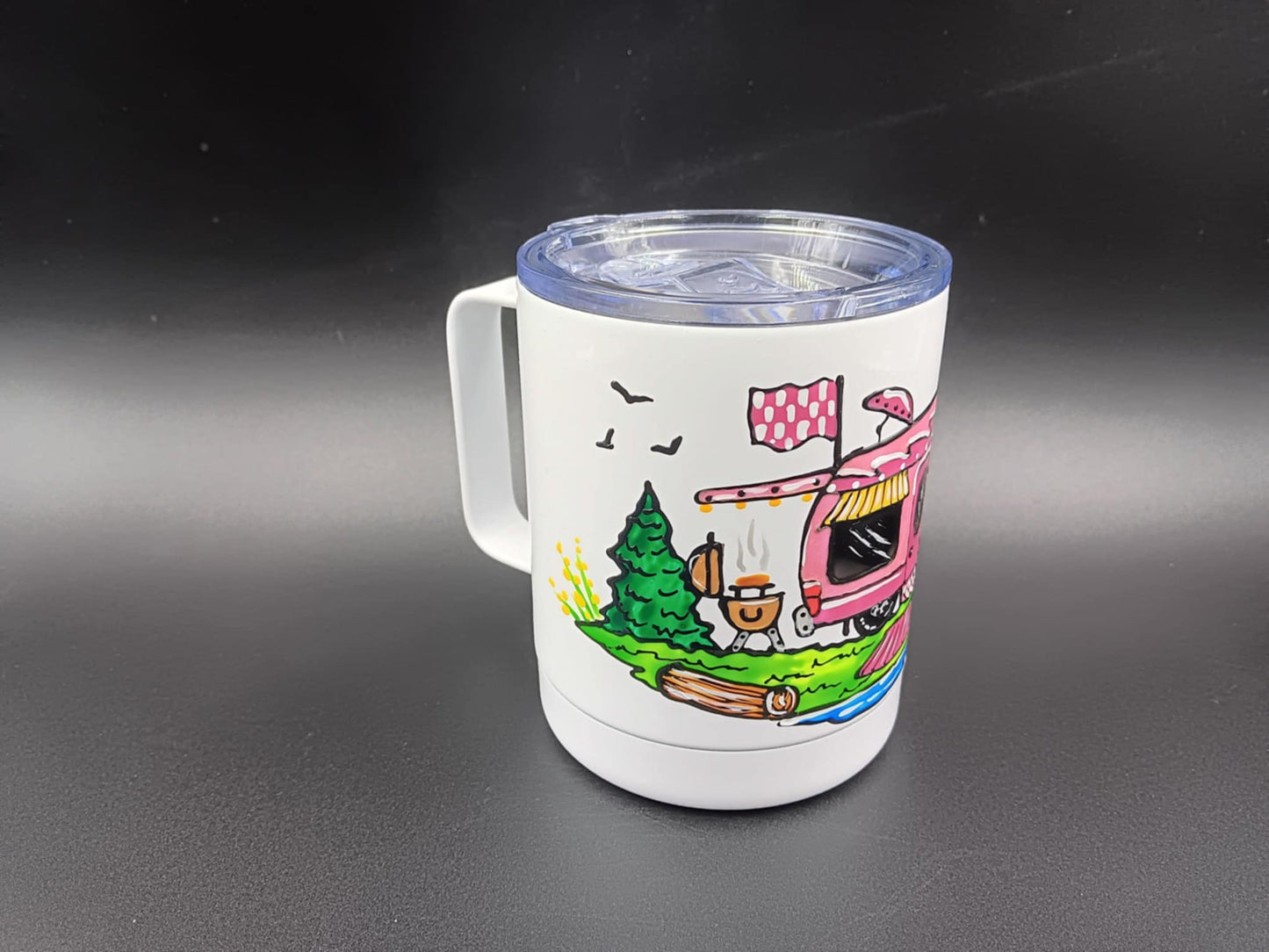 Tasse isotherme avec anse * roulotte rose