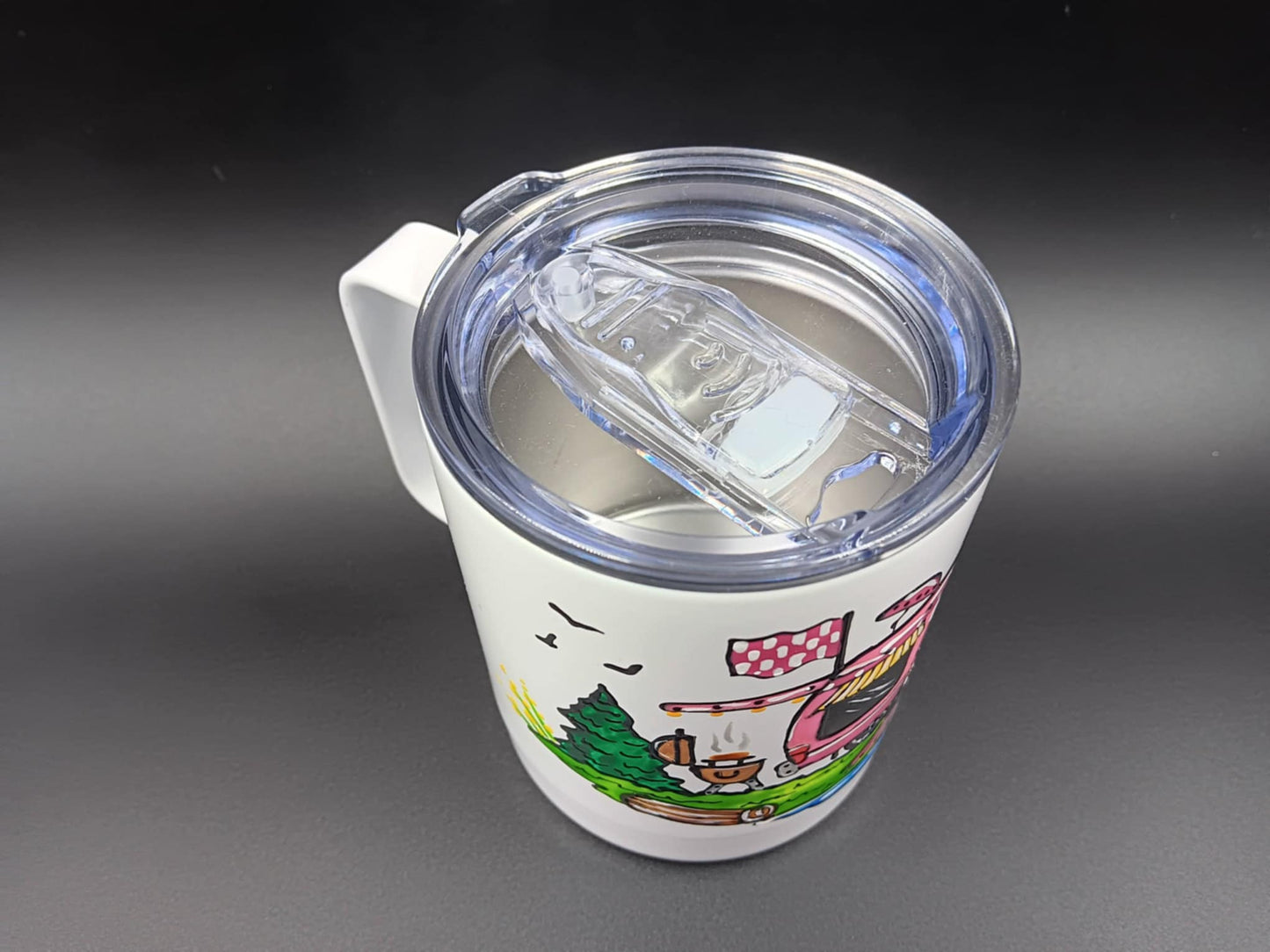 Tasse isotherme avec anse * roulotte rose