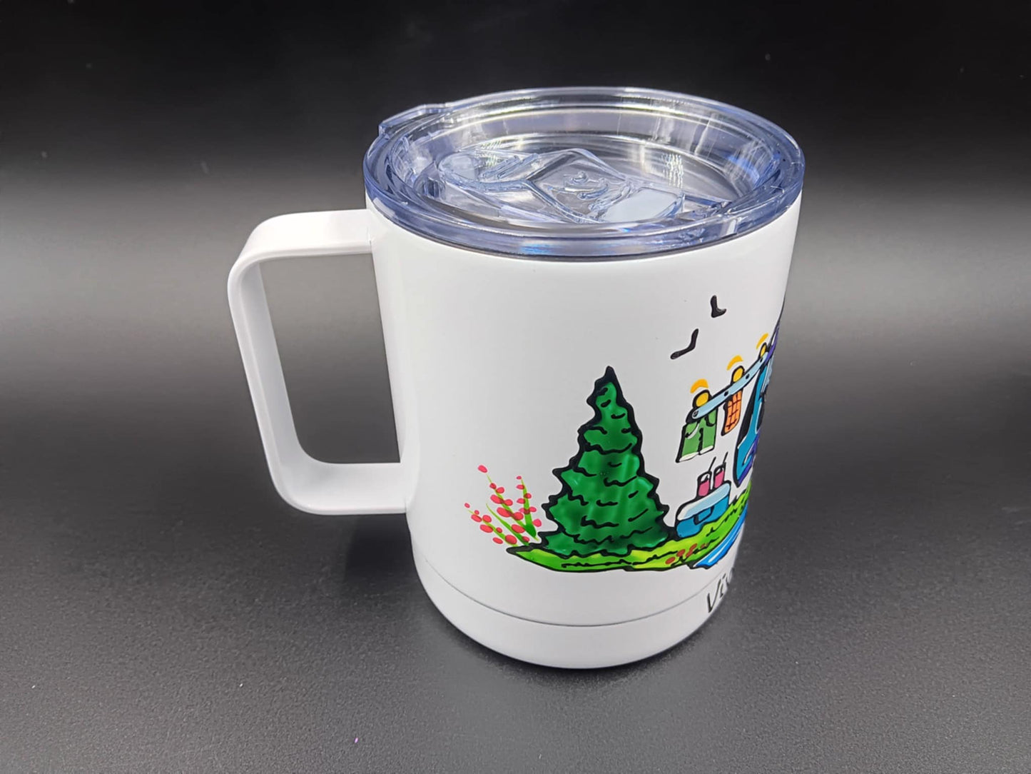 Tasse isotherme avec anse * roulotte turquoise