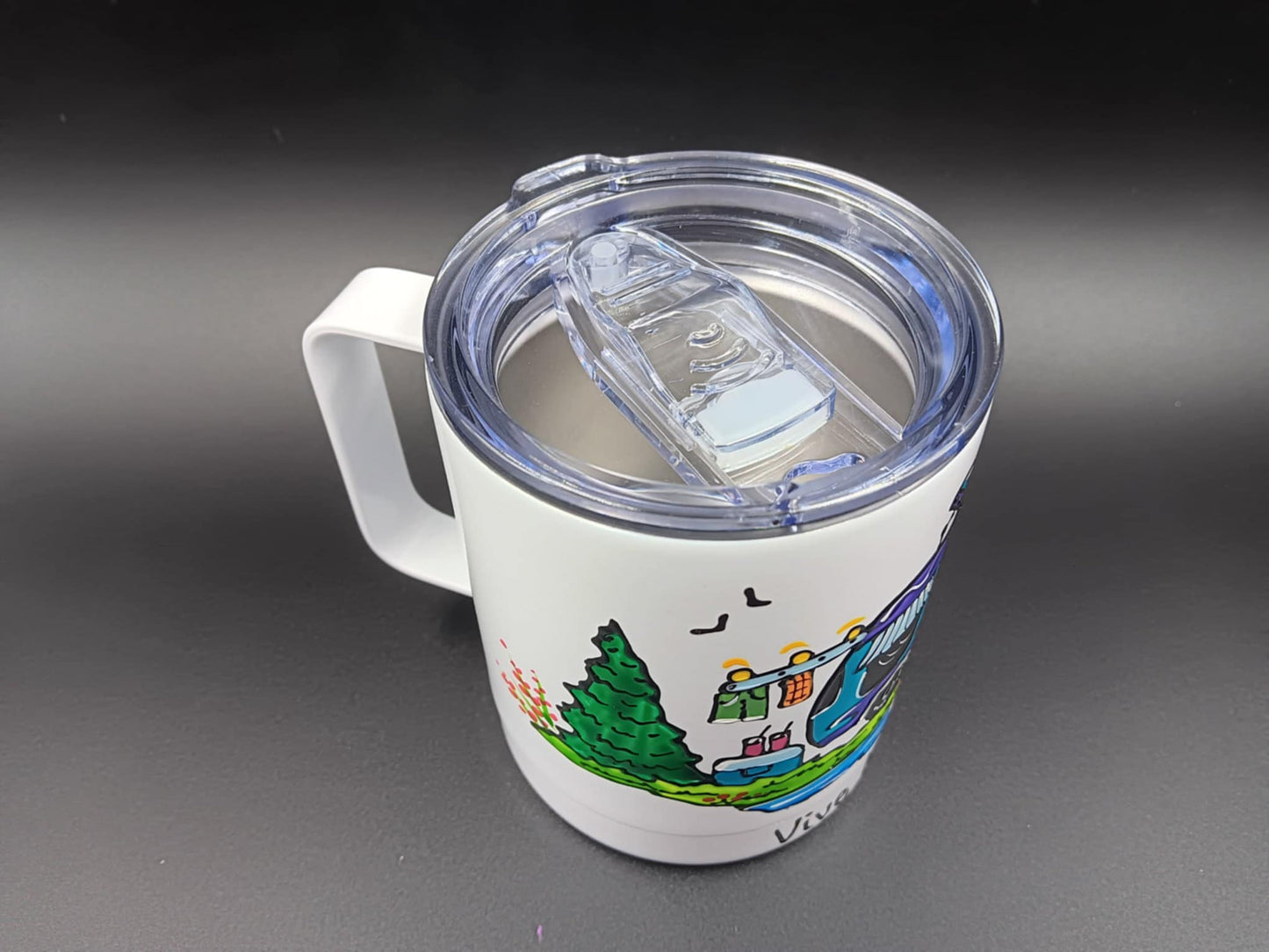 Tasse isotherme avec anse * roulotte turquoise