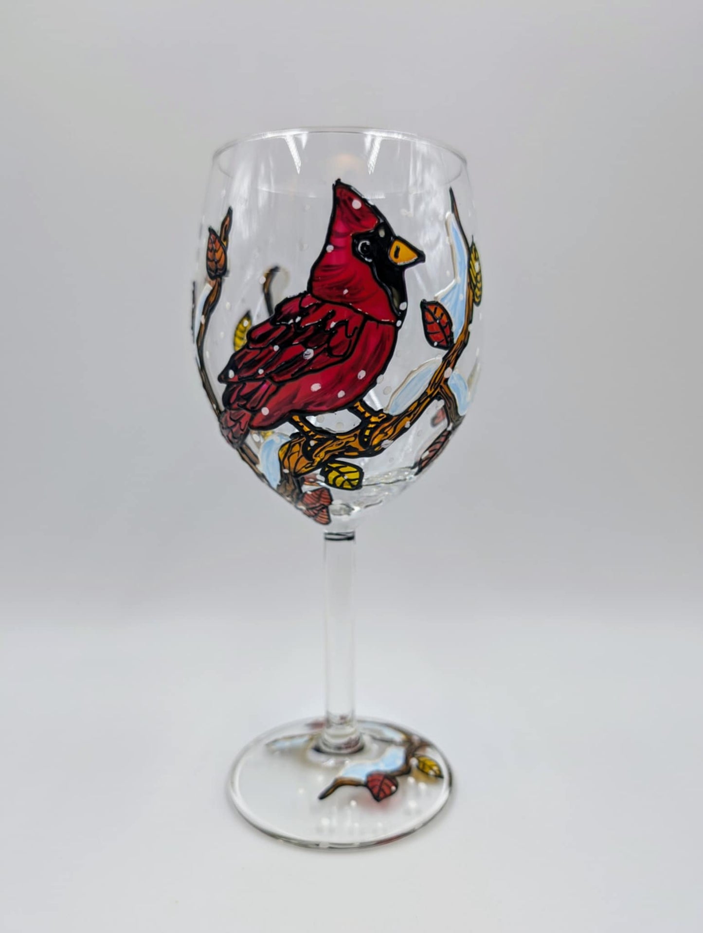 Coupe à vin cardinal hiver