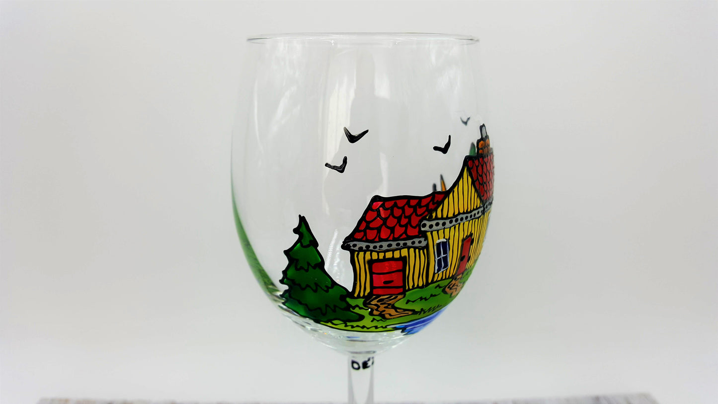 Coupe à vin chalet jaune