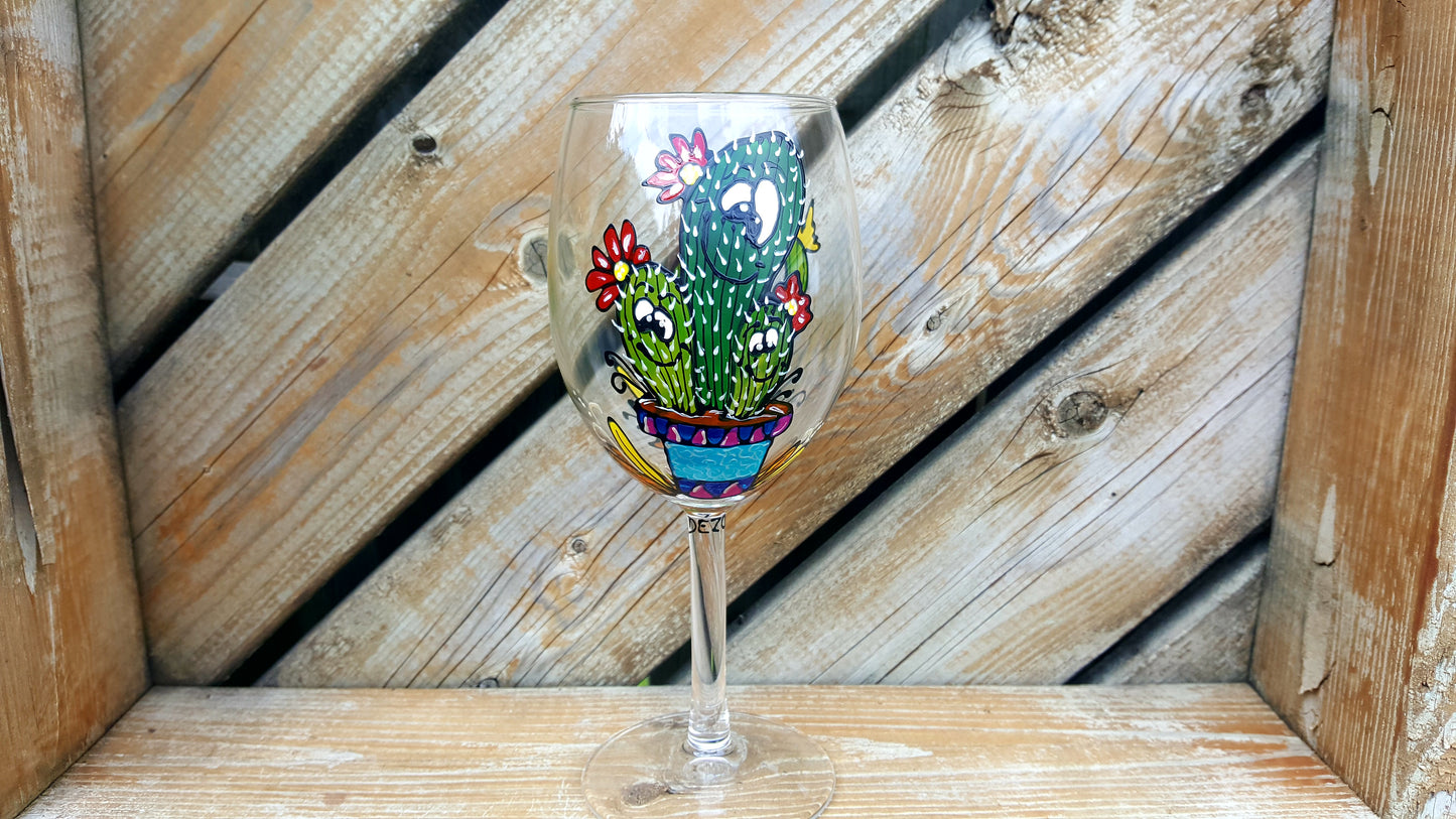 Coupe à vin cactus en pot
