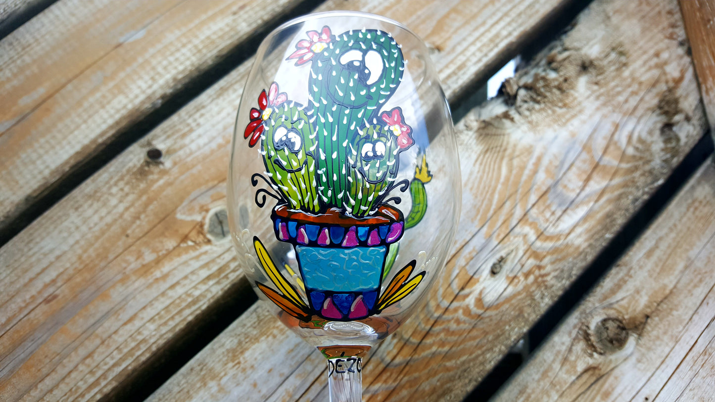 Coupe à vin cactus en pot