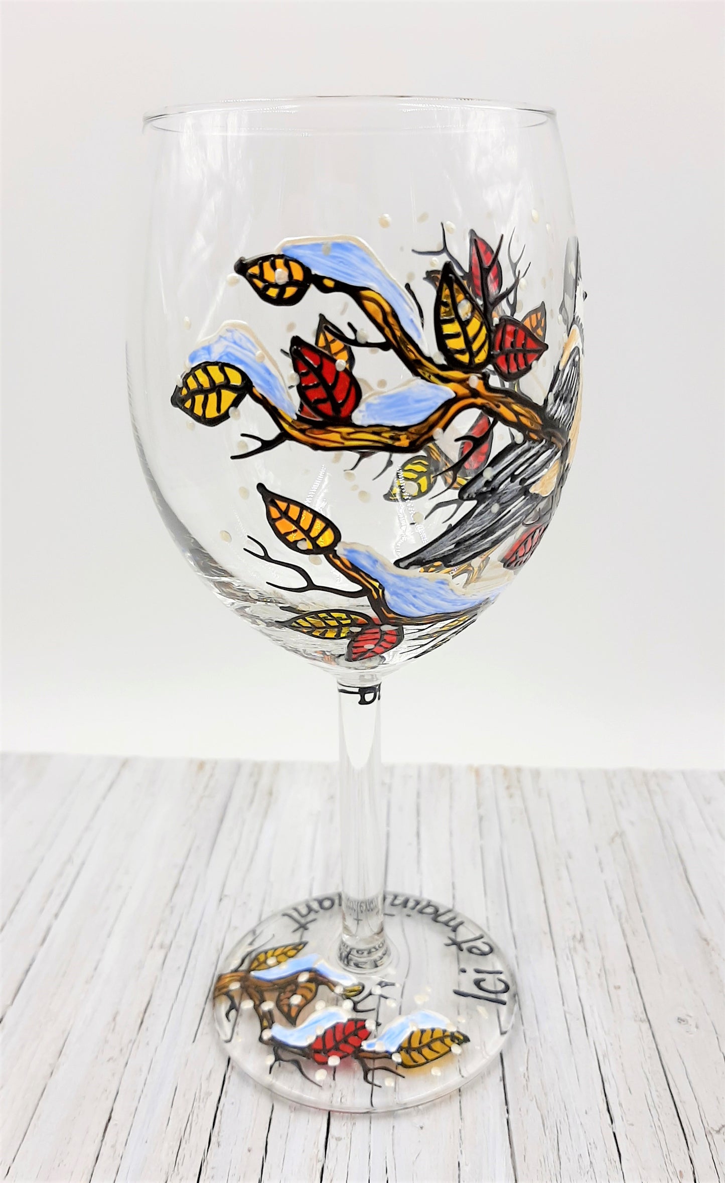 Coupe à vin mésange hiver