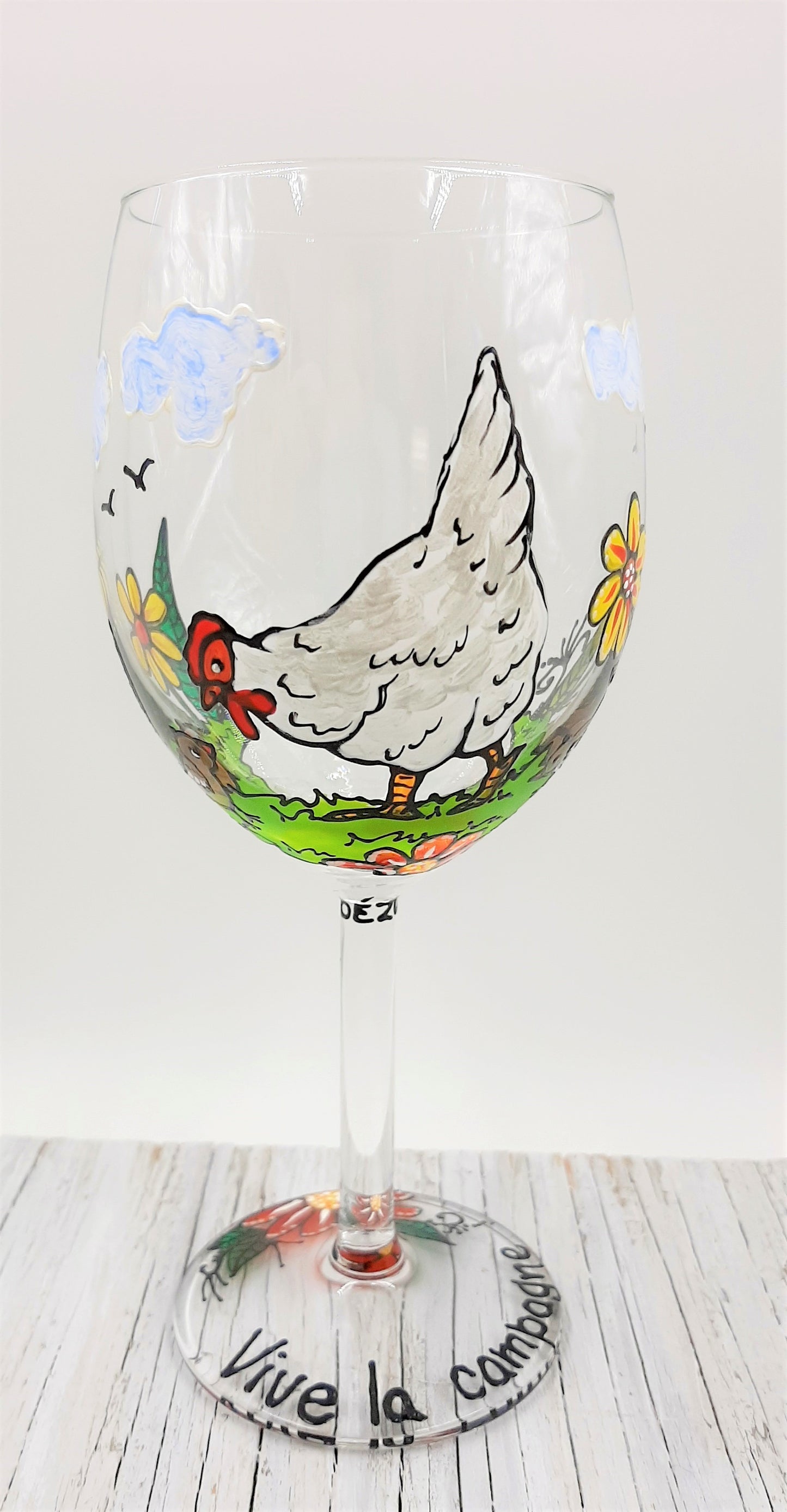 Coupe à vin poule campagne