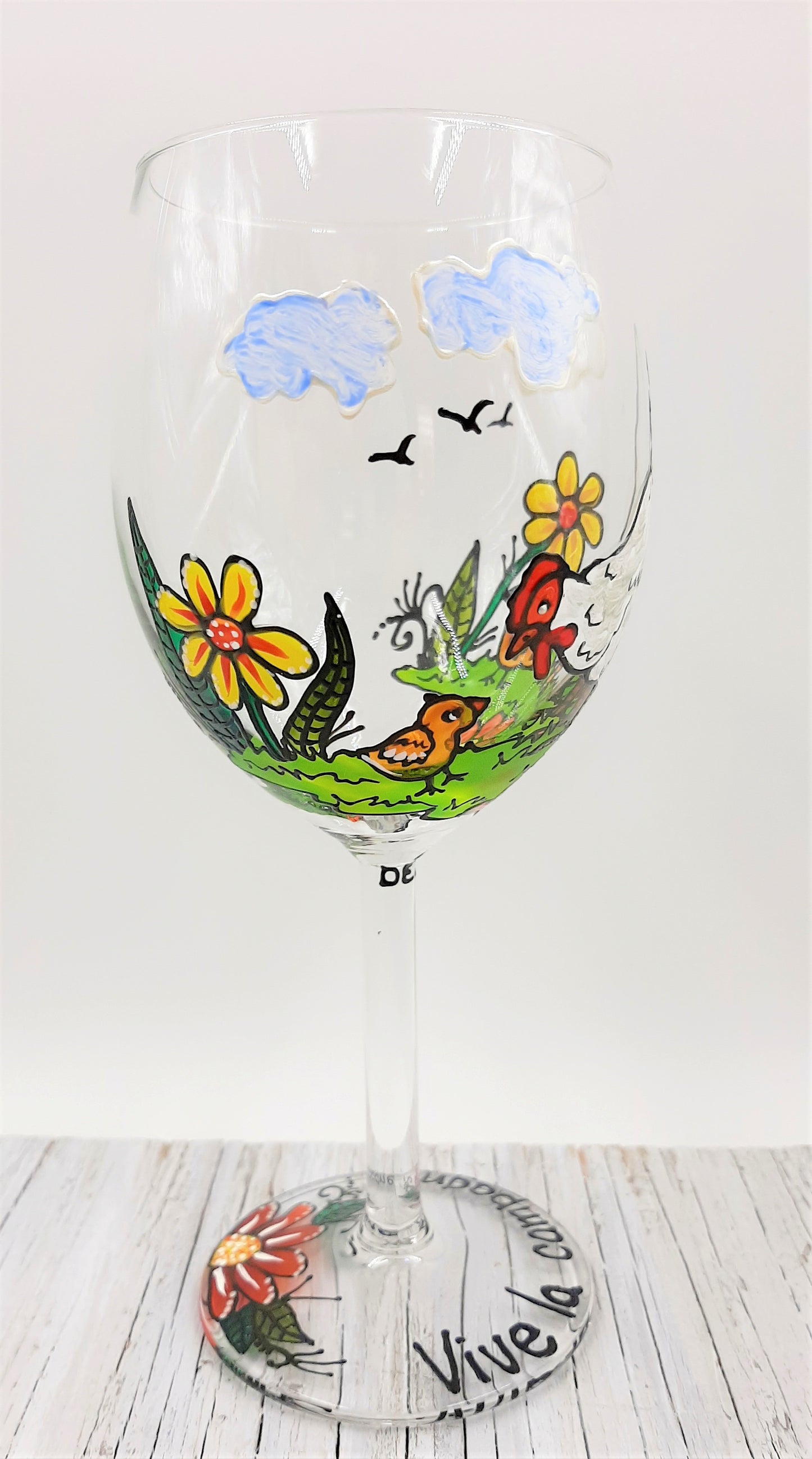 Coupe à vin poule campagne