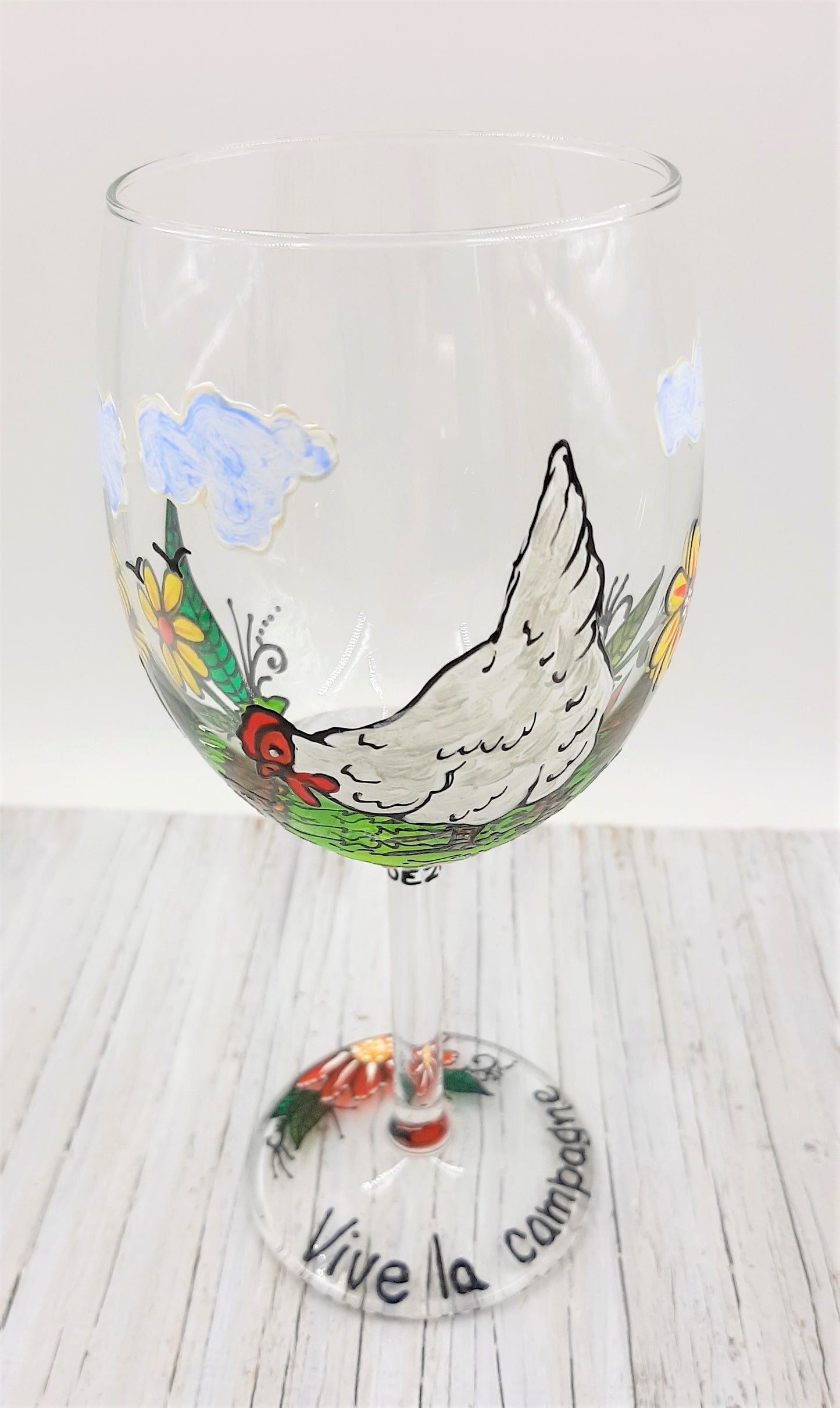 Coupe à vin poule campagne