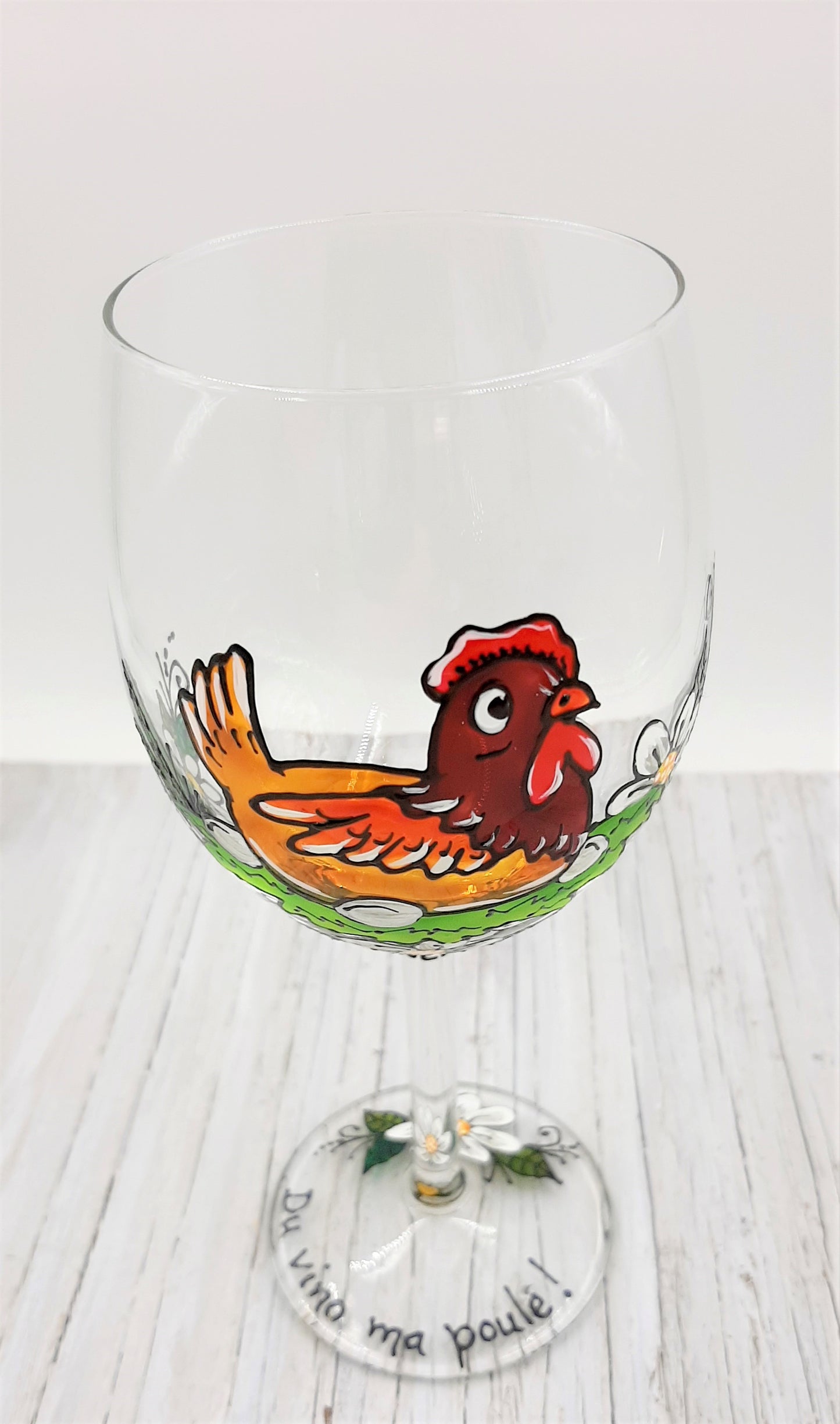 Coupe à vin poule "Du vino ma poule !"