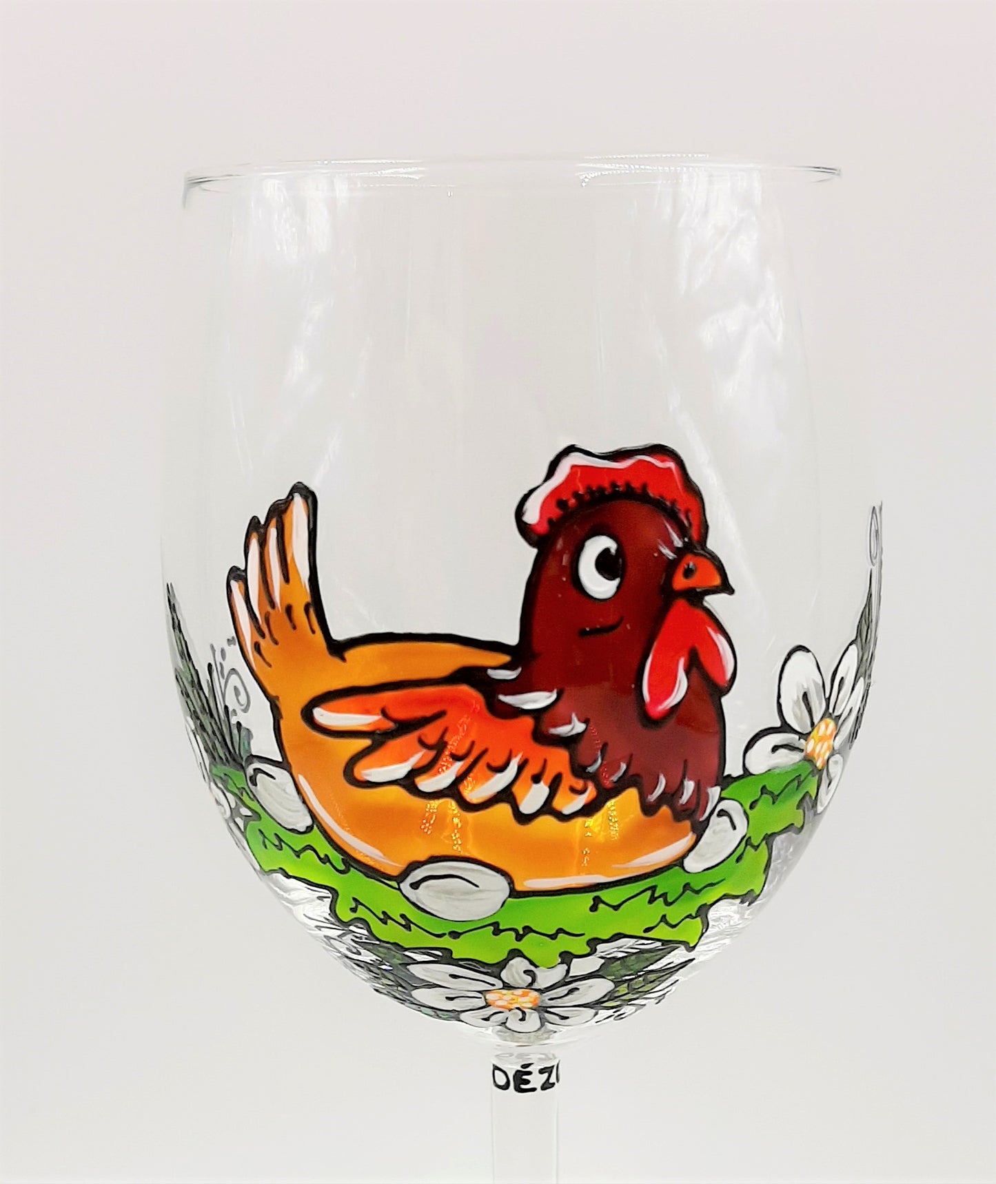 Coupe à vin poule "Du vino ma poule !"