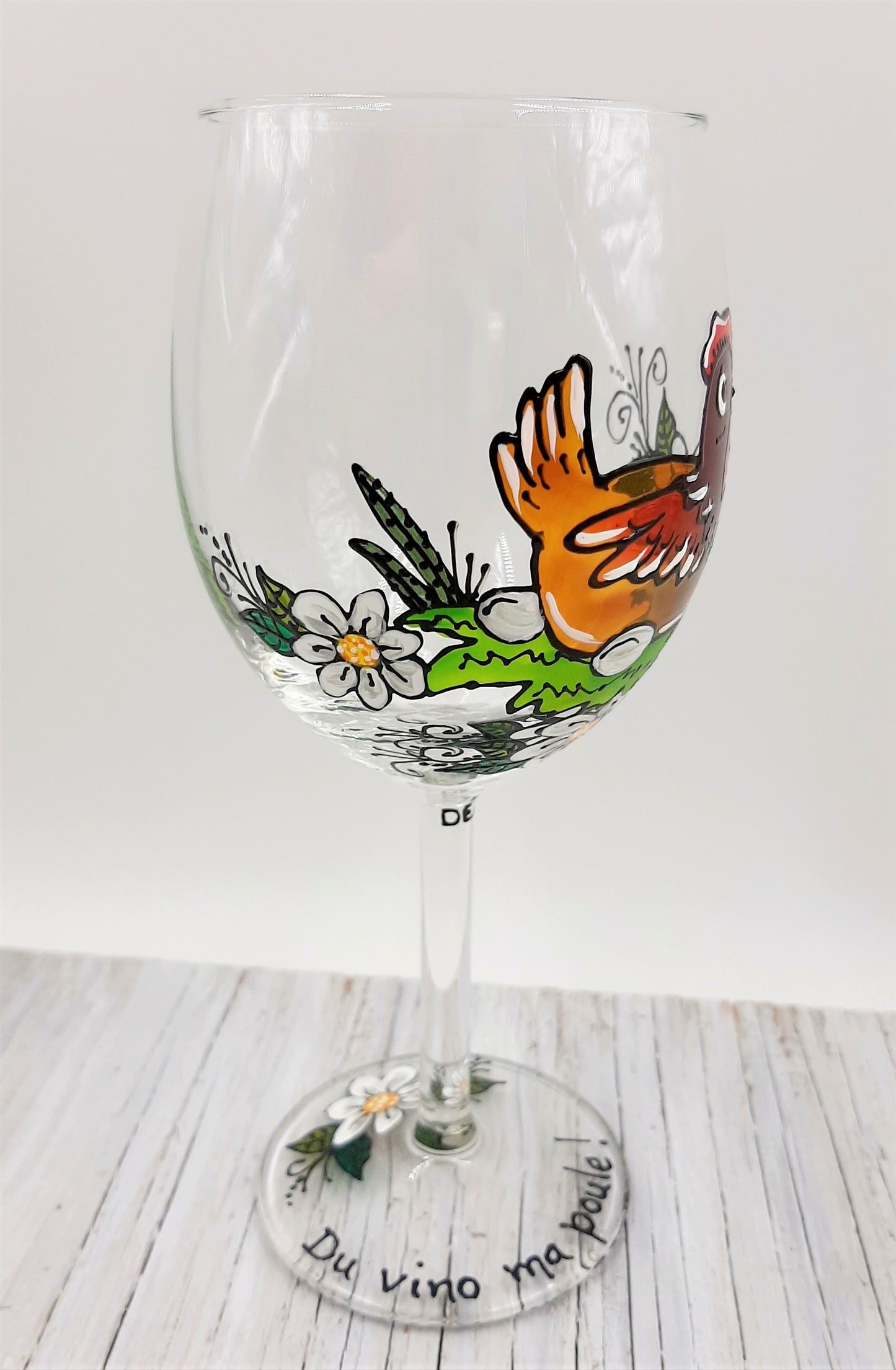 Coupe à vin poule "Du vino ma poule !"