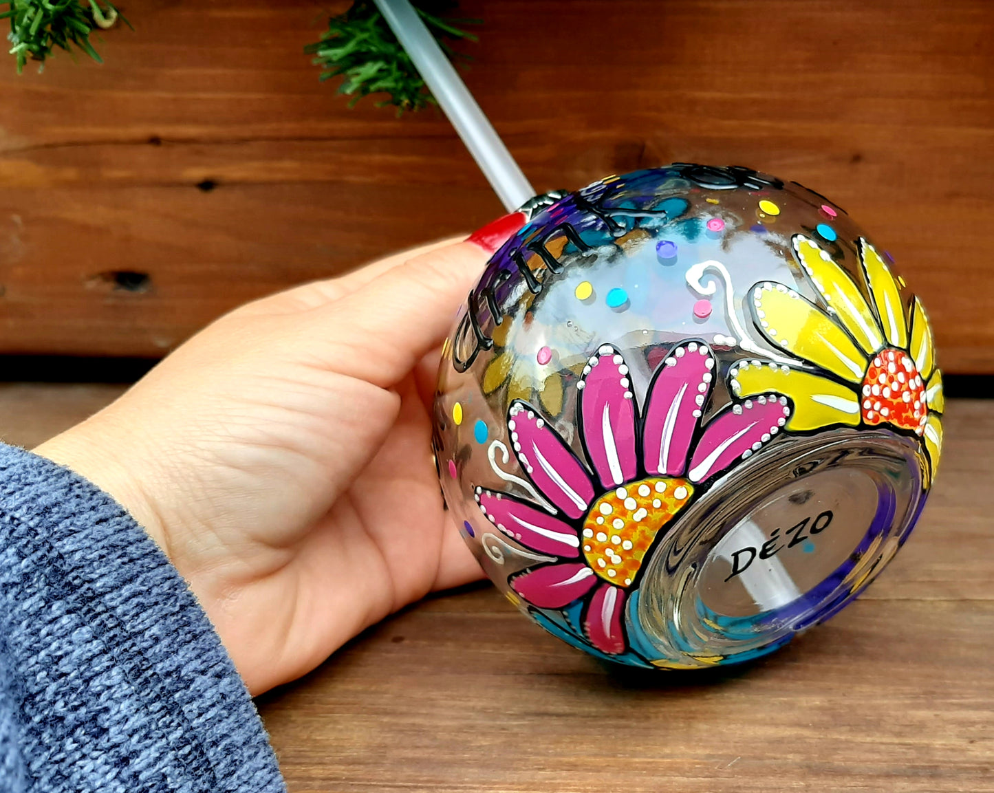 Boule cocktail "Mon drink de #Mom life" et fleurs