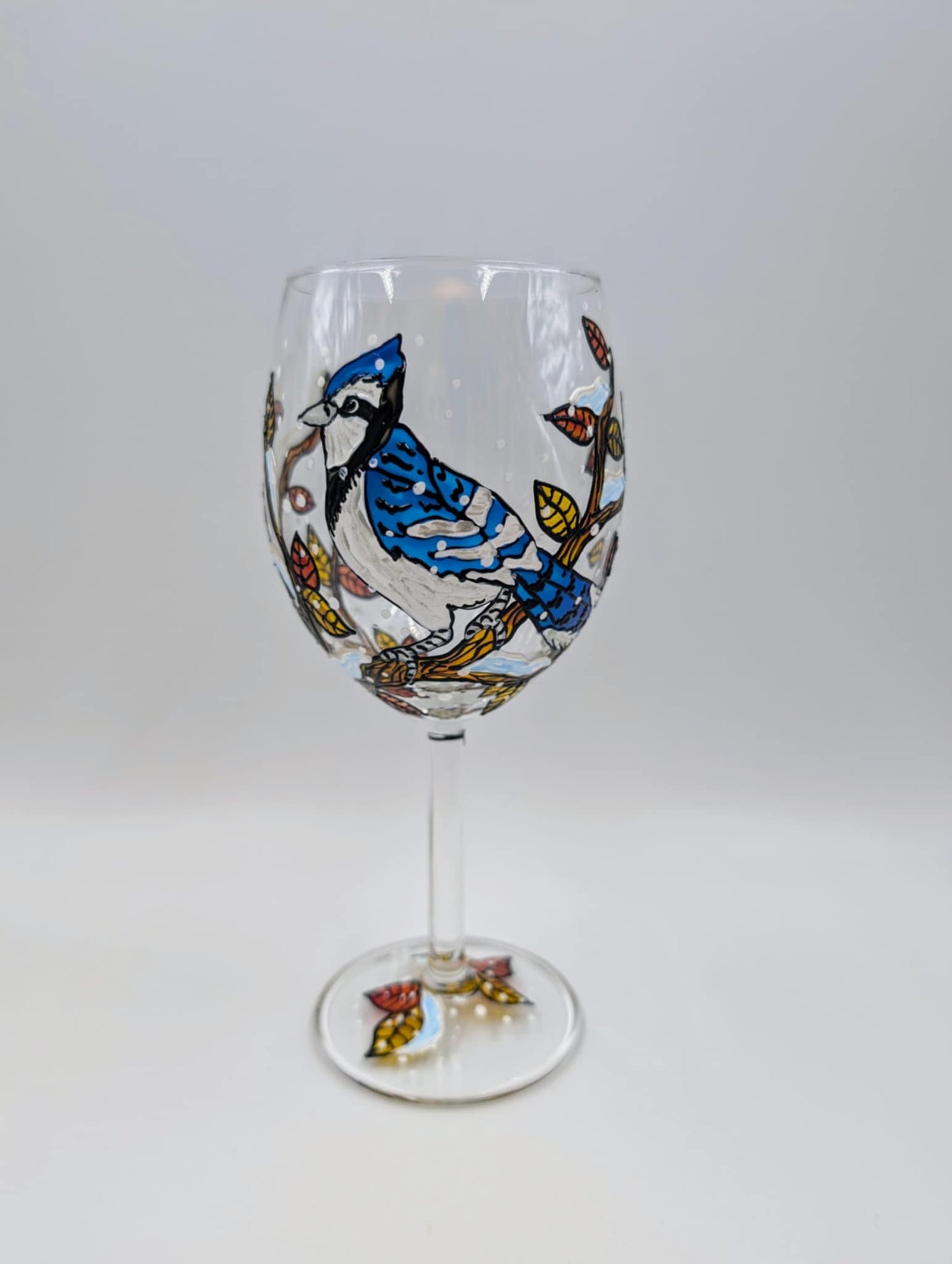 Coupe à vin geai bleu hiver