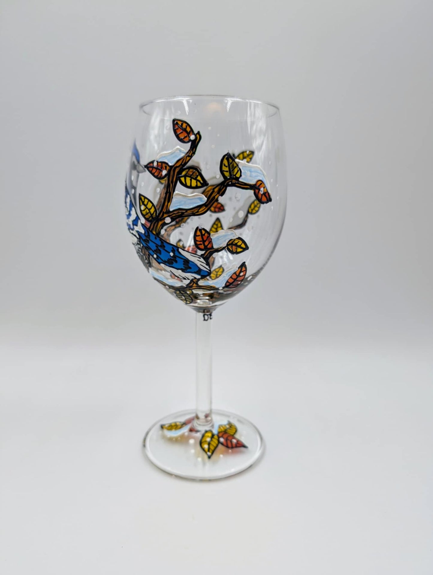Coupe à vin geai bleu hiver