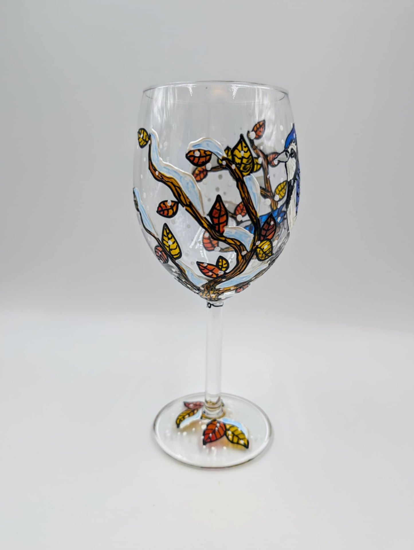 Coupe à vin geai bleu hiver
