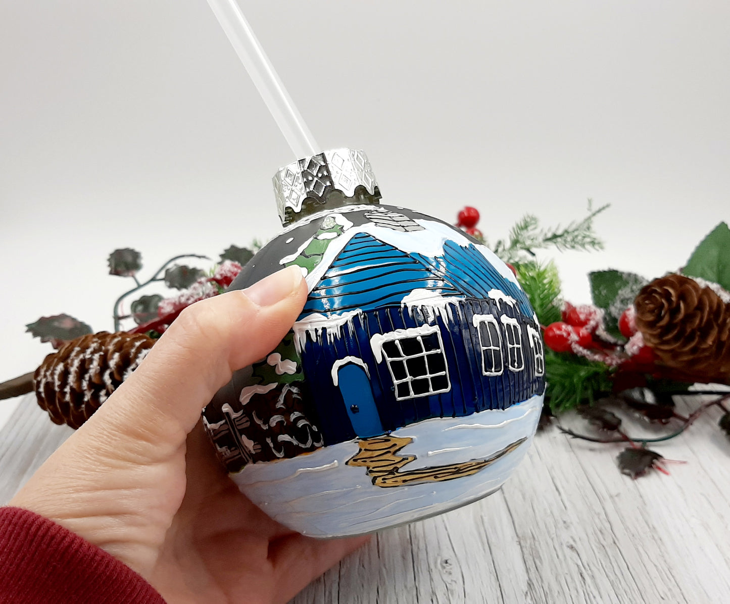 Boule cocktail maison de campagne bleue