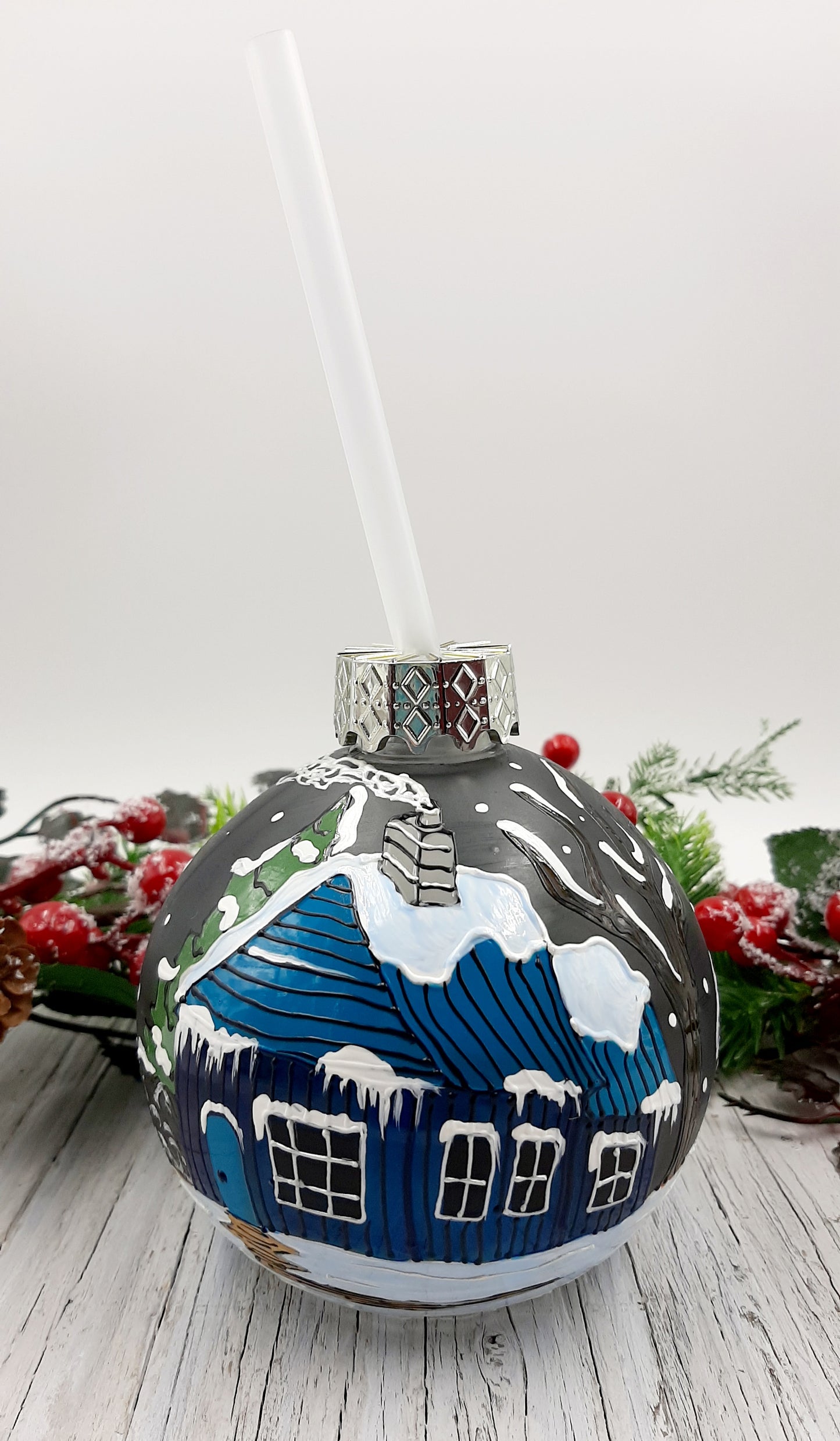Boule cocktail maison de campagne bleue