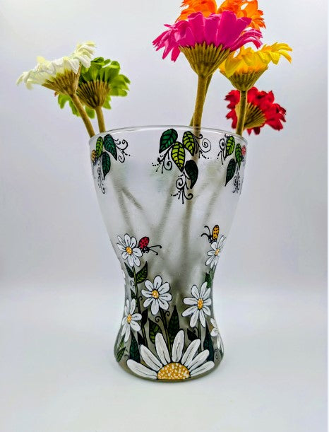 Vase à fleurs marguerites ** Prêt à partir ** , style évasé