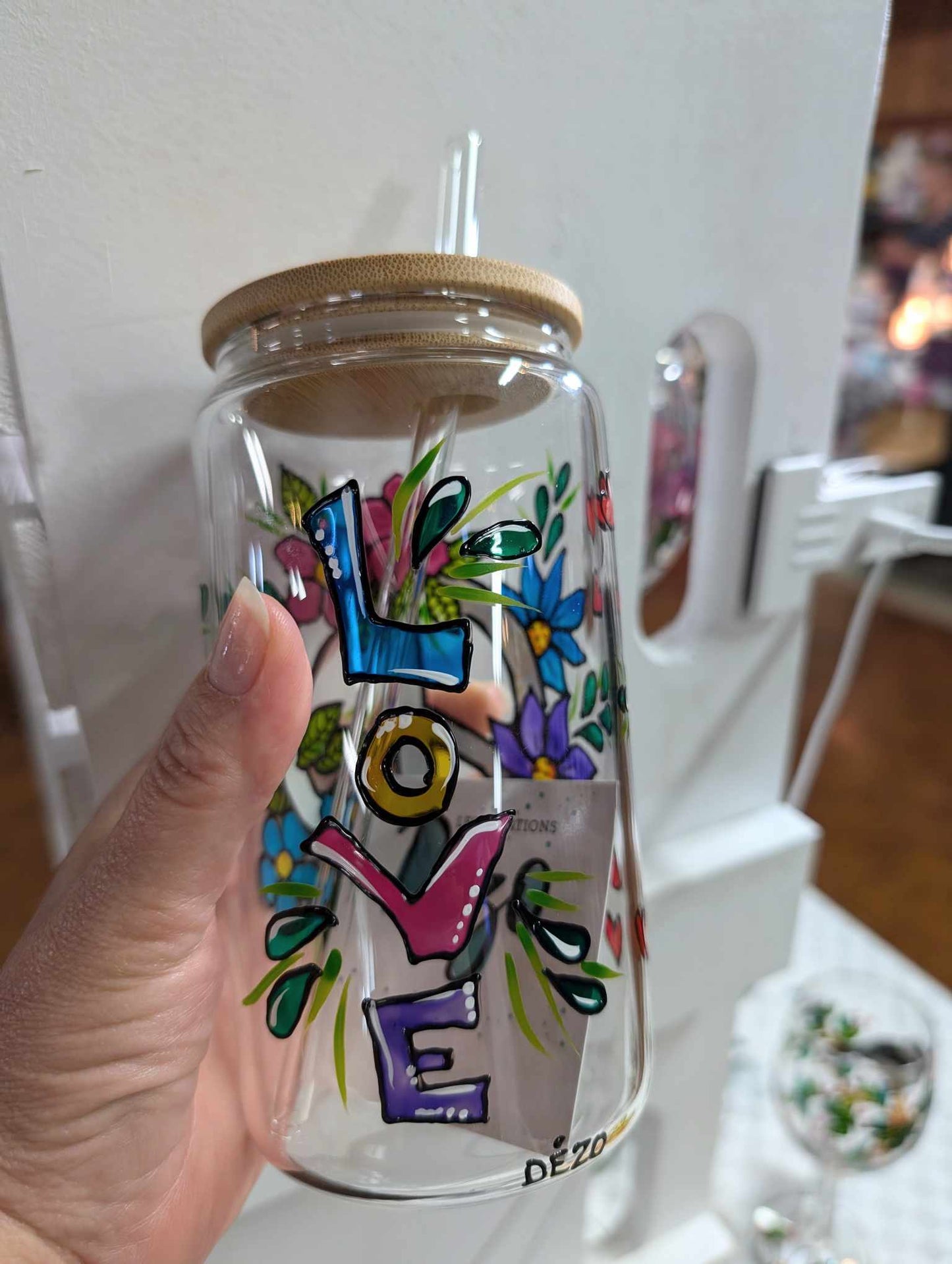 Verre canette Peace and love