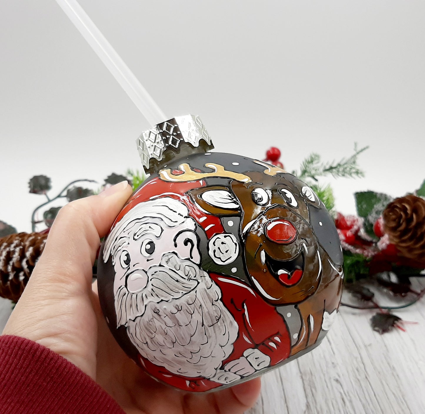 Boule cocktail Père Noël et renne