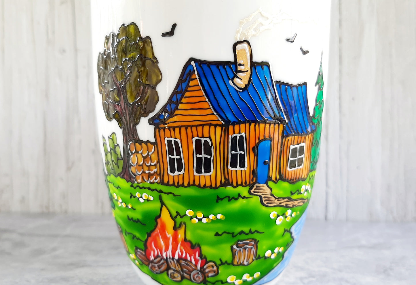 Tasse porcelaine maison/chalet