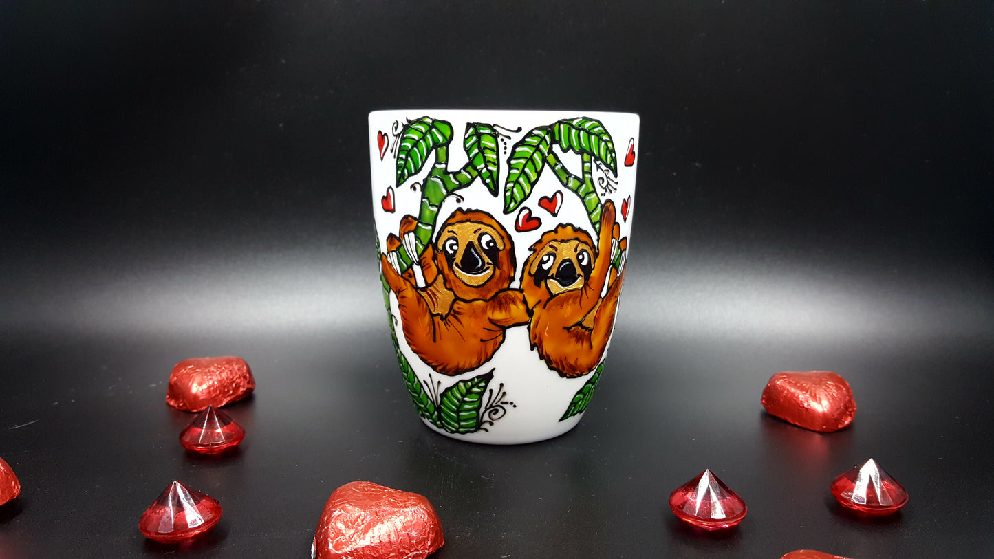 Tasse porcelaine paresseux amoureux