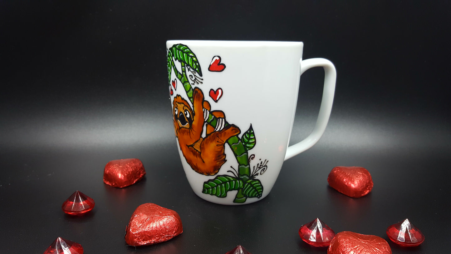 Tasse porcelaine paresseux amoureux