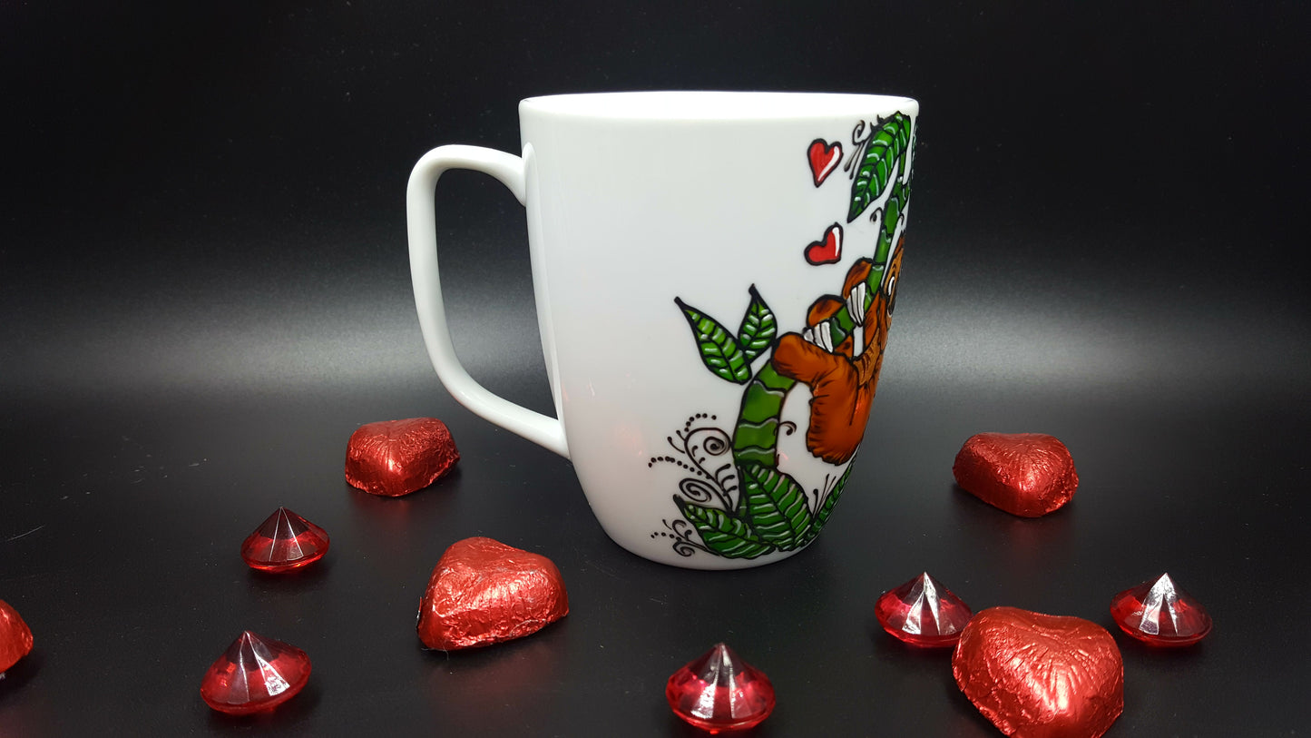 Tasse porcelaine paresseux amoureux