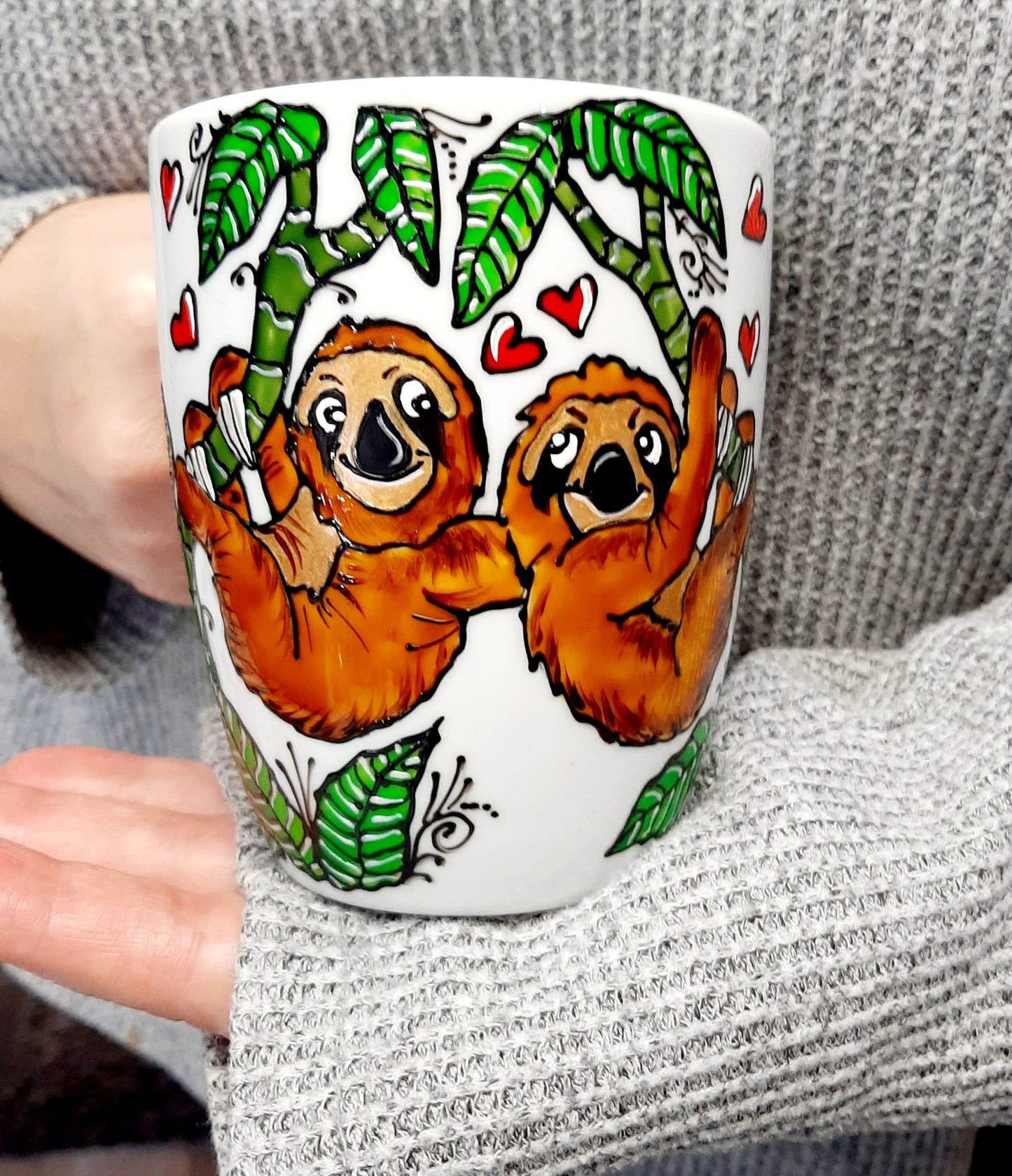 Tasse porcelaine paresseux amoureux