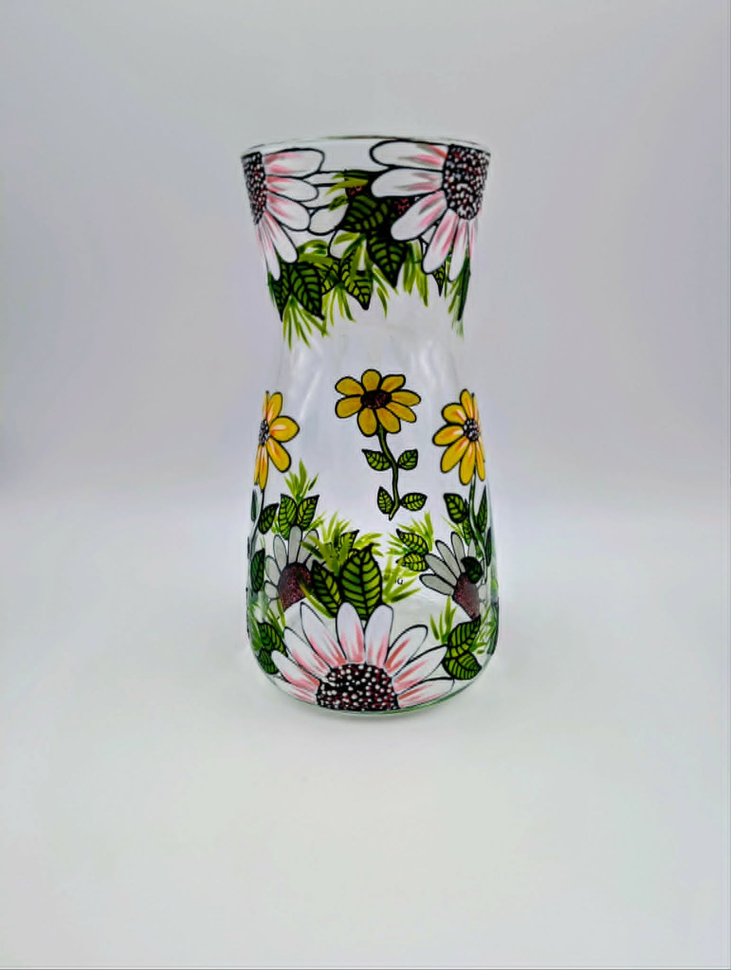 Vase à fleurs marguerites peint à la main