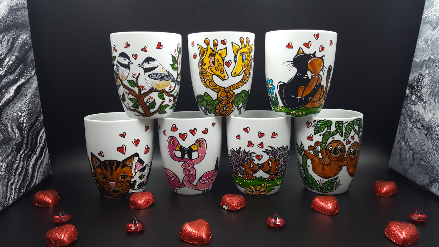Tasse porcelaine paresseux amoureux