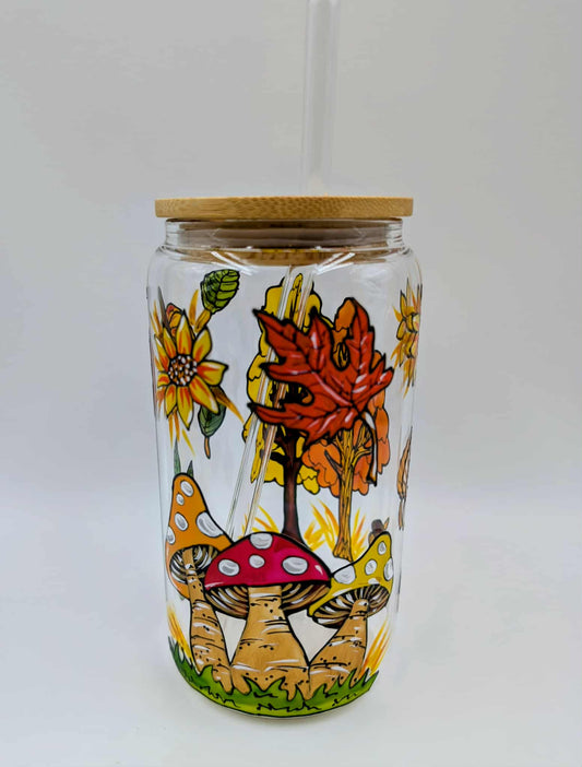 Verre canette dessins d'automne, 16 onces