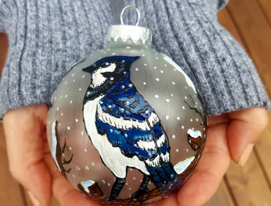 Boule de Noël geai bleu