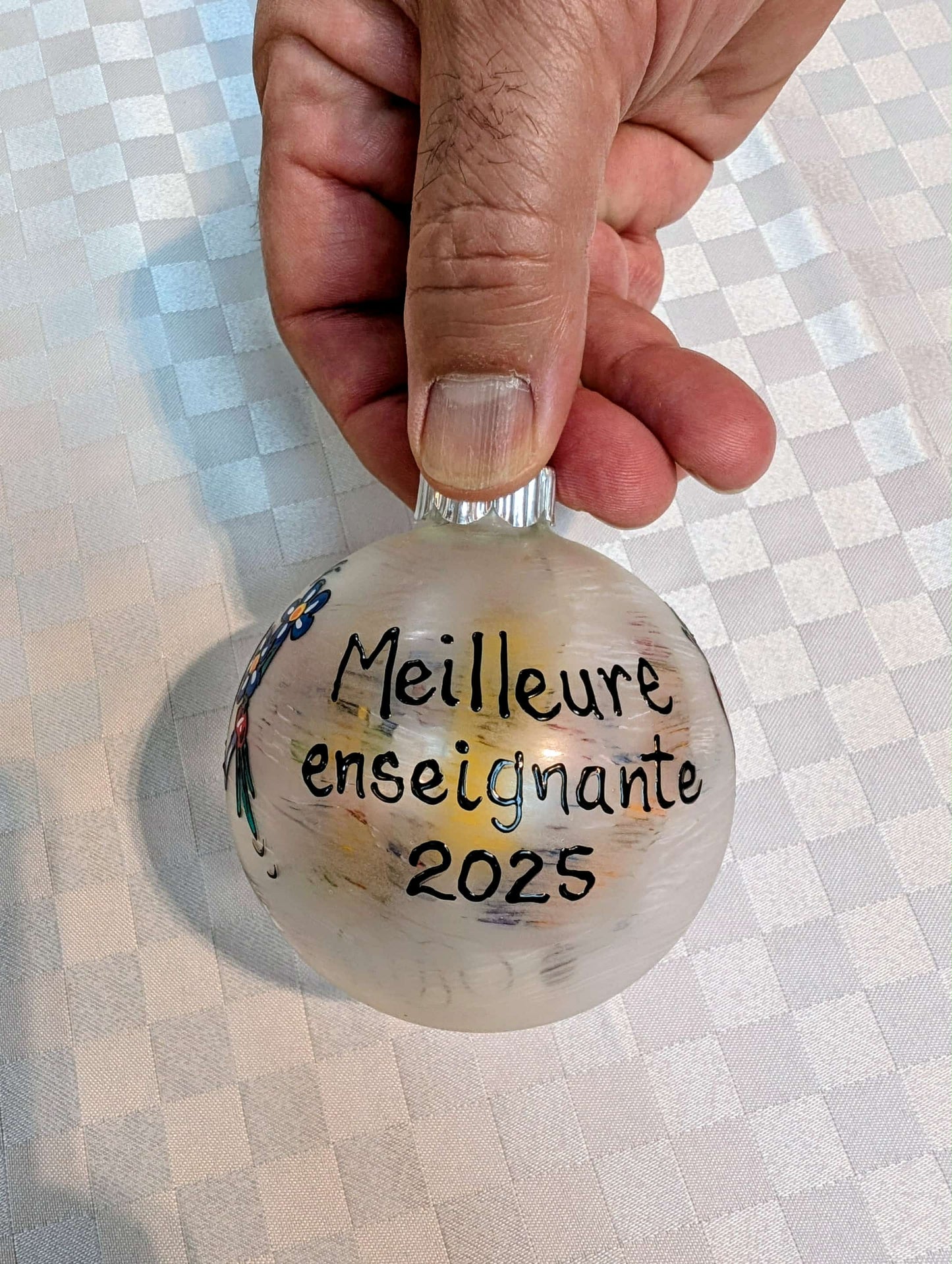 Boule de Noël Meilleure enseignante personnalisable avec prénom