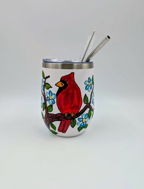 Gobelet isotherme cardinal fleurs bleues ** prêt à partir ** 12 onces (355ml)
