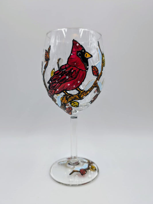 Coupe à vin cardinal hiver