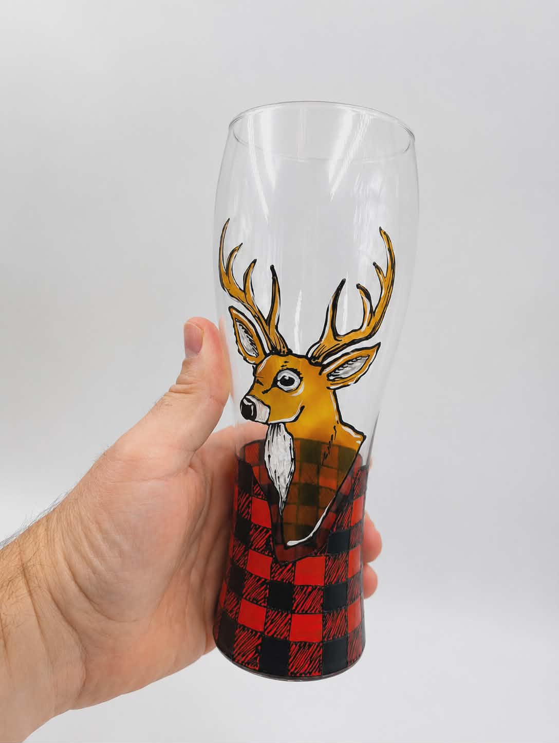 Verre à bière chevreuil et carreauté, 20 onces, amateur de chasse