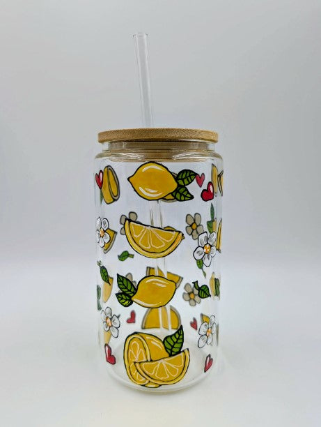 Verre canette citrons  * prêt à partir * 16 onces (473 ml)