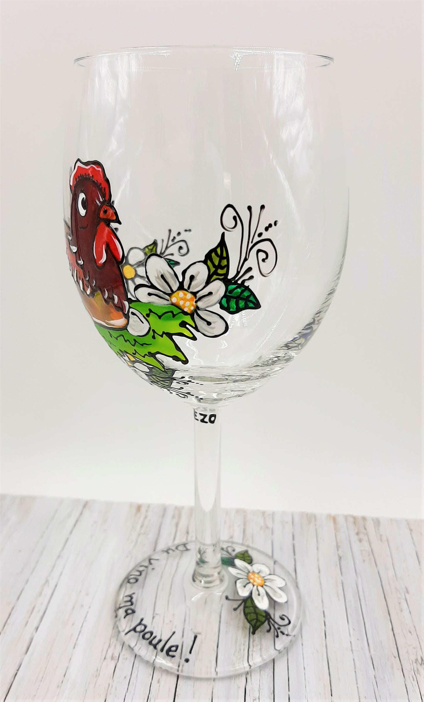 Coupe à vin poule "Du vino ma poule !"