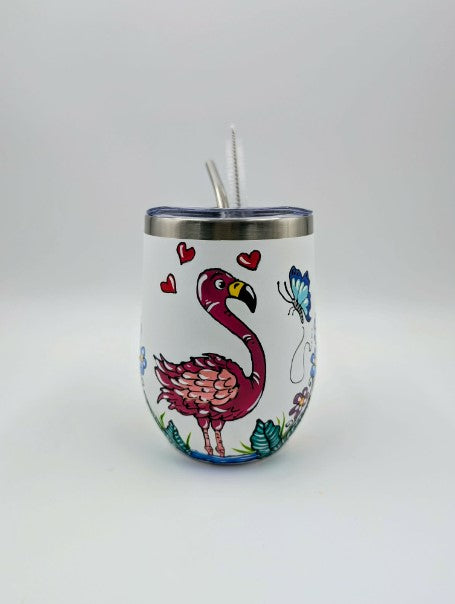 Gobelet isotherme Flamand rose ** Prêt à partir ** 12 onces