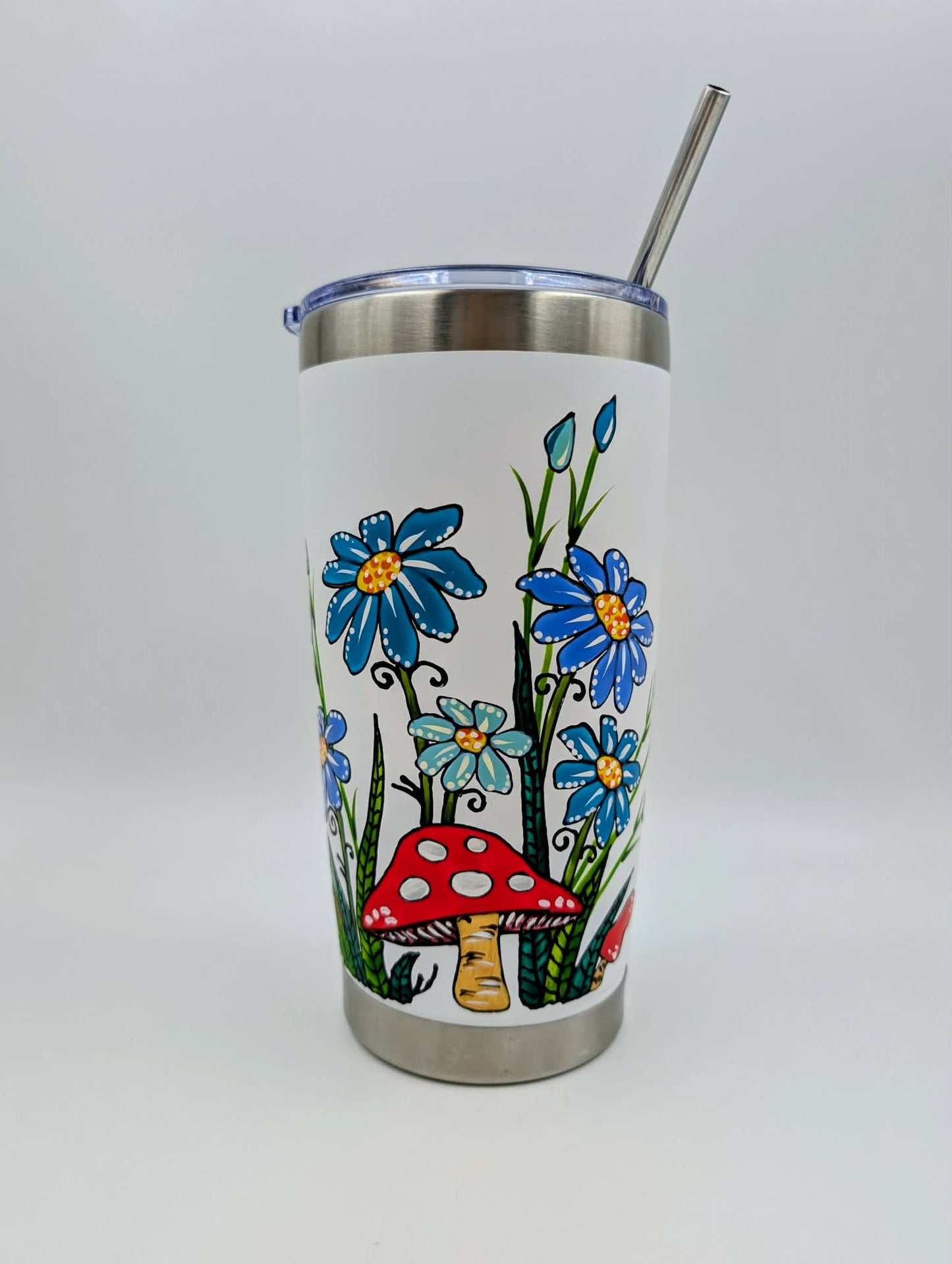 Mug isotherme fleurs et champignons  – léger défaut – 20 onces