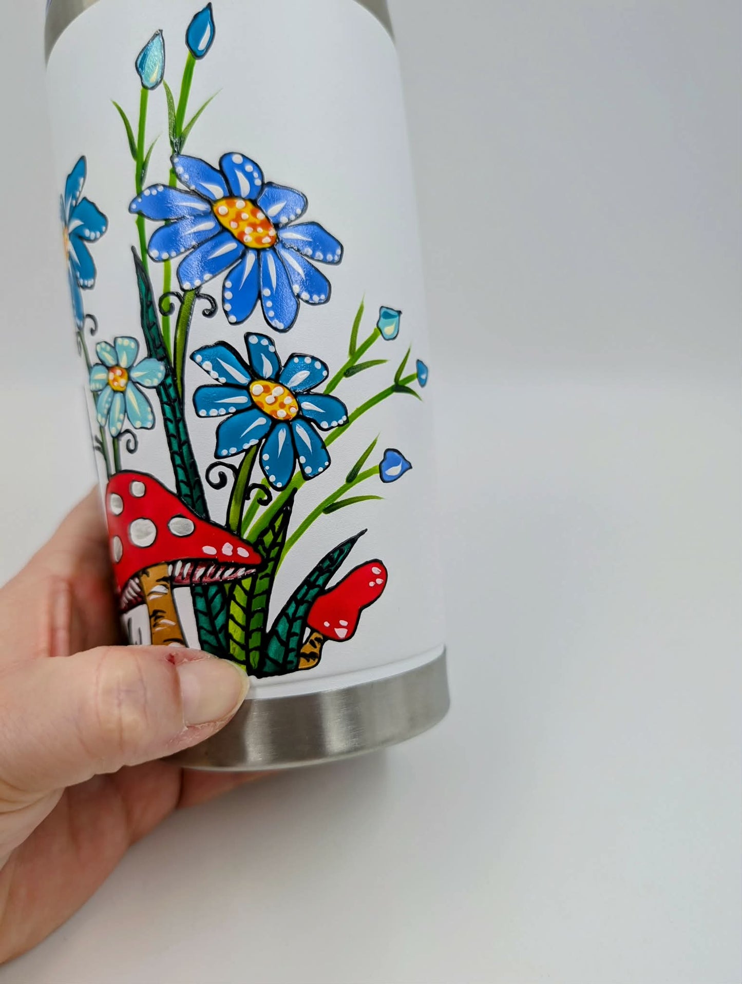 Mug isotherme fleurs et champignons  – léger défaut – 20 onces