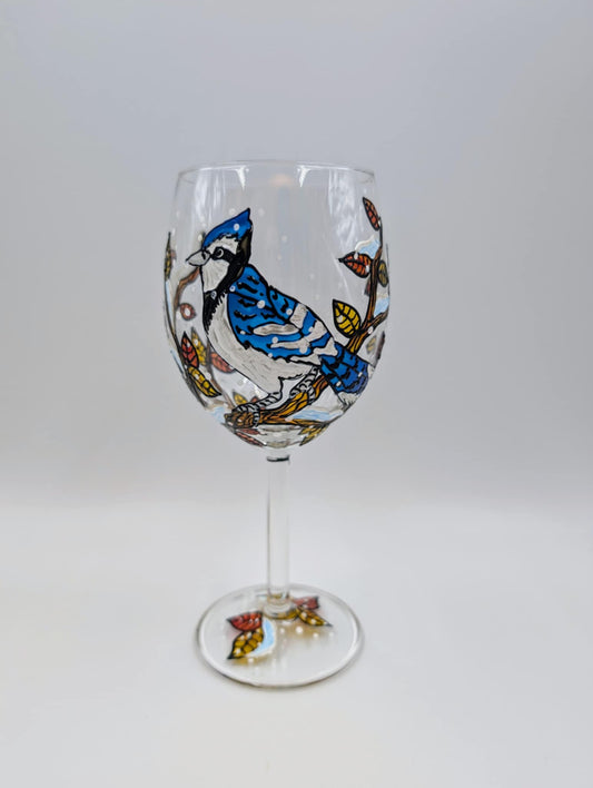 Coupe à vin geai bleu hiver