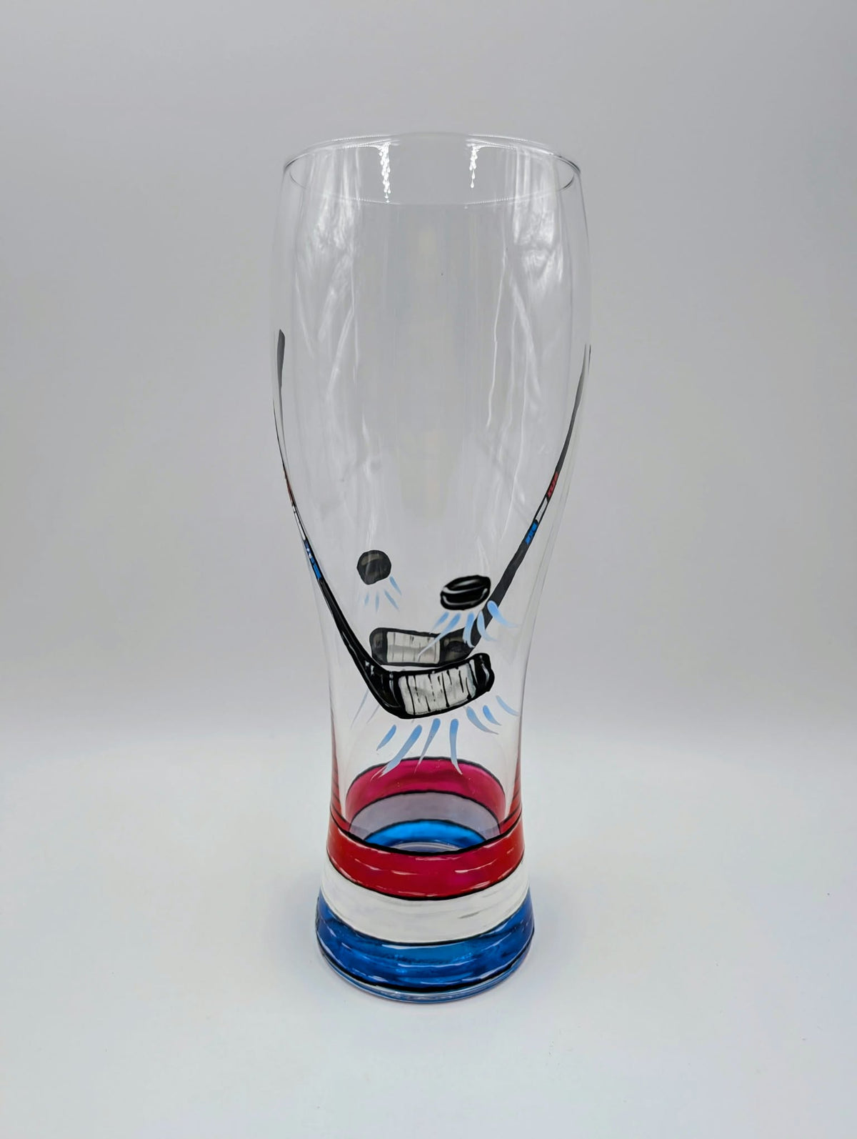 Verre à bière avec bâtons de hockey, verre version joueur, 20 onces, cadeau fan de hockey, peint à la main