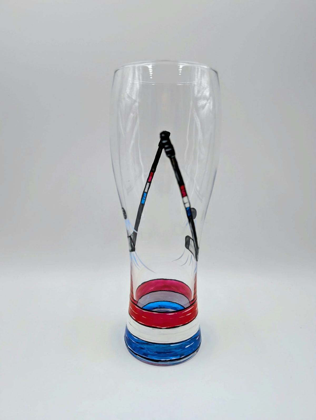 Verre à bière avec bâtons de hockey, verre version joueur, 20 onces, cadeau fan de hockey, peint à la main