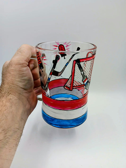 Bock à bière hockey, cadeau fan hockey, 20 onces, peint à la main