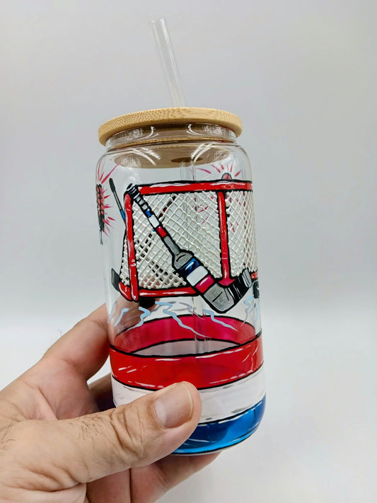 Verre canette hockey, cadeau fan hockey, 20 onces, peint à la main
