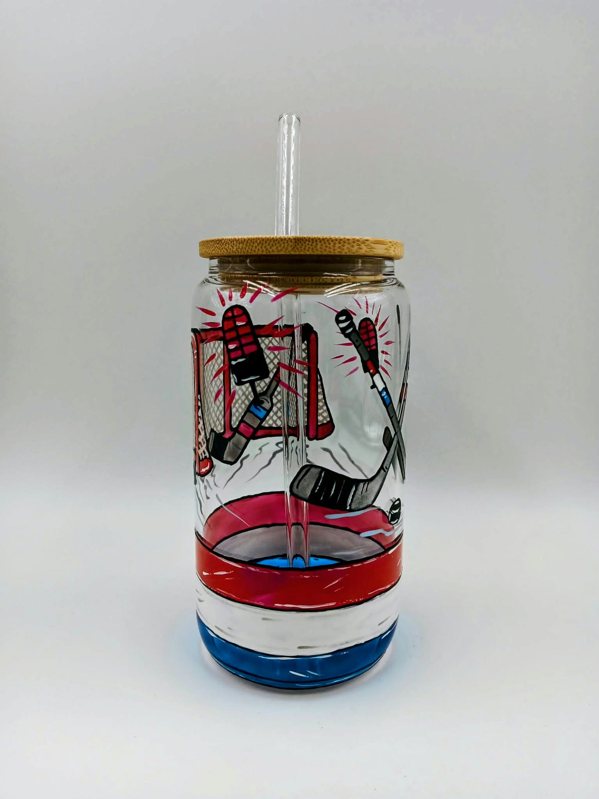 Verre canette hockey, cadeau fan hockey, 20 onces, peint à la main